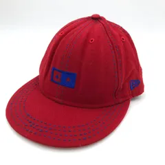 ニューエラ キャップ 59FIFTY 7 1/2 59.6cm 赤 レッド 青 ステッチ