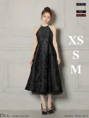 ブラック  [DE4332-BE-2511] 【DEA. by ROBE de FLEURS/ディアバイローブドフルール】 ラメ/ ジャガード/ アメスリ/ フレア/ ミディアムドレス/ ロングドレス/  キャバドレス/ パーティードレス