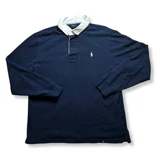 Polo Ralph Lauren 長袖ラガーシャツ ネイビー ホワイト襟