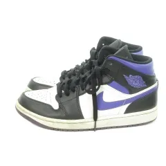 ナイキ NIKE AIR JORDAN 1 MID スニーカー ハイカット 配色 レースアップ 27.0cm 黒 ブラック 紫 パープル 554724-095 /AH2 ■GY01