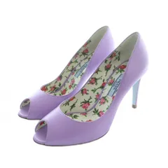 プラダ PRADA パンプス ハイヒール オープントゥ 花柄 ロゴ レザー 35 22cm 紫 ■GY19 /MQ ■OH