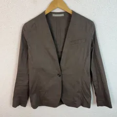 theory luxe セオリーリュクス ノーカラージャケット リネン ブラウン 36サイズ レディース 古着 モード シンプル