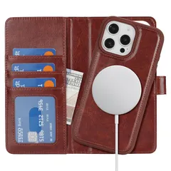 Ｈａｖａｙａ iPhone 16 Pro Max ケース Magsafe 対応 iPhone16ProMax ケース 手帳型 マグセーフ 耐衝撃 【分離式2in1】 カード収納 ワイヤレス充電対応 フェイクレザー（6.9インチ対応） -ダークブラウン