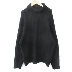 ナノユニバース nano universe ニット セーター 長袖 タートルネック ケーブル編み M 黒 ブラック /FF7