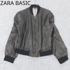 ザラベーシック　ジャンパー　フルジップアップ　ポケット　リブ編み　カジュアル　シンプル　カーキ系