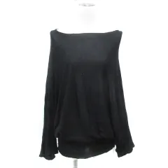 コムサイズム COMME CA ISM ニットチュニック 長袖 ドルマンスリーブ ボートネック 切替 無地 F 黒 ブラック /FF1