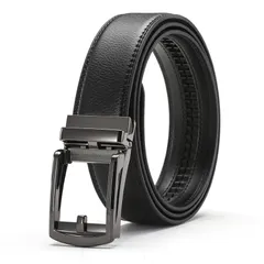 【在庫処分】レザー プレゼント 父の日 無段階調節 牛革 穴なし スーツベルト 使いやすい 本革 紳士用ベルト 大きいサイズ ブラック オートロック式 ビジネス メンズ ベルト [Achiyu]