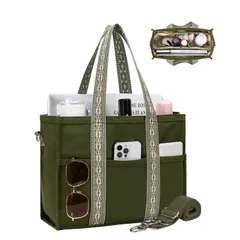 【新着商品】軽量 ファスナー付き メンズ ハンドバッグ A4収納 通勤 撥水加工 ショルダーバッグ 仕切り収納 自立 お出かけ キャンバス 多数ポケット 無地 大容量 2way 2点セット レディース トートバッグ [Yukiyumi]