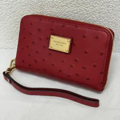 マイケルコース オーストリッチ型押しレザー ラウンドジップ ストラップ付 コンパクト レディース - ISItems【USED】【古着】【中古】50109655