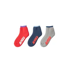 【新品】 [ホカロン] 靴下 レディース あったか パイル ルームソックス 裏起毛 レッド ネイビー グレー 23-25cm 3足セット