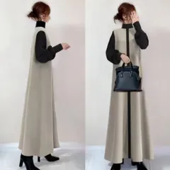 ニットワンピース 即購入OK 長袖 レディース きれいめ パフスリーブ ワンピース ロングワンピース 可愛い 体型カバー トップス オフィス 通勤 カジュアル ウエストシェイプ ロング丈 ワンピース xzzhang568