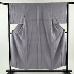 色無地 身丈153.5cm 裄丈65cm M 袷 灰紫 正絹 優品 【中古】