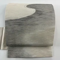 【美品】 名古屋帯 秀品 霞 金糸 銀彩 クリーム 正絹 【中古】