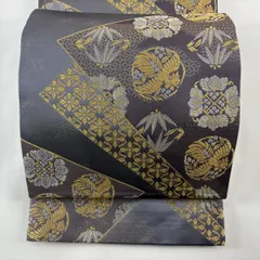 【美品】 袋帯 秀品 桐竹鳳凰 九百錦縁起文 箔 金銀糸 灰紫 六通 正絹 【中古】