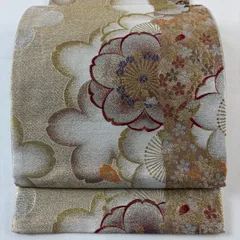 袋帯 秀品 桜 金糸 箔 金色 六通 正絹 【中古】
