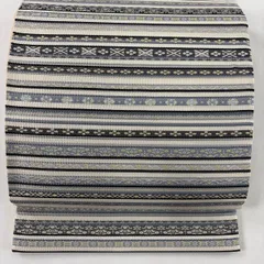 【美品】 袋帯 名品 貴藤つづれ 縞 幾何学 金銀糸 クリーム 六通 正絹 【中古】