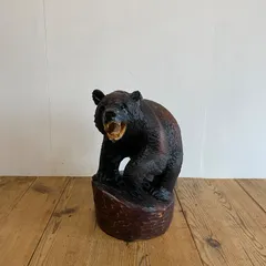 アンティーク 木彫り 熊 置物 大きめ 民芸 古道具 オブジェ アイヌ y341