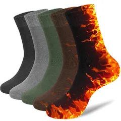 【新品】 [GAOTEK] 靴下 メンズ ソックス 冬 5足セット 防寒靴下 厚手 防寒 暖かい あったか 吸汗消臭 耐久性 伸縮性 保温 室内 アウトドア 登山 キャンプ 24-28 (ブラック+ダークグレー+ライトグレー+コーヒー+グリーン)