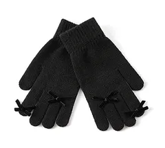 [Laisve] ニット手袋 リボン付き レディース 防寒保温 防寒グローブ 防風 高い伸縮性 柔らかい おしゃれ フリース 暖かい プレゼント 自転車 通勤 通学 秋冬 かわいい