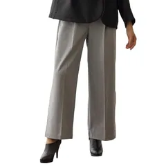 【新品】 ワイドパンツ Tuche(トゥシェ) 裏起毛 ベルトループ付き ファスナー前あき ストレッチ 前ポケット 保温 TZW72K