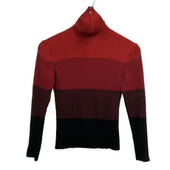 Burberry LONDON(バーバリーロンドン) 長袖セーター サイズ2 M レディース - レッド×ボルドー×黒 タートルネック/マフラー付き