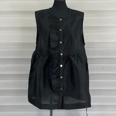 送料無料 新品 タグ付き REI RISEE レイリーゼ ノースリーブ フリル ジレ Lサイズ ブラック レディース ファッション / 515227 在★8