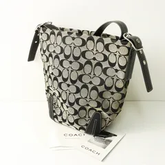 コーチ COACH G25-6076 レザー切替 シグネチャーワンショルダーバッグ ブラック グレー/ロゴ ダッフル トート【2400014503067】