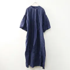 フリークスストア FREAK'S STORE コットン レースギャザー バルーンスリーブロングワンピース S ネイビー┃ドレス【2400014559255】のサムネイル