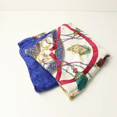 TRUSSARDI トラサルディ シルク100% 総柄プリント 大判スカーフ ブルー┃ストール ショール【2400014559217】