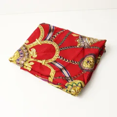 TRUSSARDI トラサルディ シルク100% 総柄プリント 大判スカーフ レッド┃赤 ストール ショール【2400014559224】