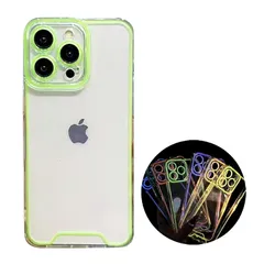 UOWORLD｜ iPhone 14 Pro Max (6.7inch) ケース 暗闇で光るネオンカラースマホ 蛍光 ナイトライト 発光 ネオンライン TPU素材 スマホケース （iPhone14ProMax用／蛍光グリーン）