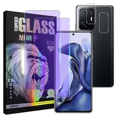 Xiaomi 11T / 11T Pro フイルム ブルーライトカット【2+2枚セッ-国産AGC旭硝子素材】 xiaomi 11t ガラスフイルム（２枚入り）+ レンズフィルム （２枚入り）xiaomi 11t pro 液晶 保護フィルム 強化ガラス ブルーラ