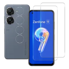 対応 Zenfone 9 / Zenfone10 ガラスフィルム 指紋認証対応 【 2+2枚セット- 国産旭硝子素材 】エイスースゼンフォン 9 /10 フィルム （2枚） +レンズフィルム （2枚） zenfone10 強化ガラス 【 ラウンドエッジ加工