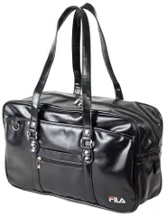[FILA] スクールバッグ 合皮 ロゴ 刺繍 通学用 高校生 男女兼用 革 スクバ 大容量 女子高校生 大きめ 学生 (黒)