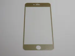 iPhone 6 Plus／6s Plus／7 Plus／8 Plus 5.5インチ 9H 0.26mm 枠金色 銀ラメ 強化ガラス 液晶保護フィルム 2.5D KA89