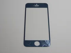 iPhone5 5S 5C SE 初代 4インチ 9H 0.26mm 枠青色 線模様 強化ガラス 液晶保護フィルム 2.5D K020