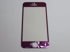 iPhone5 5S 5C SE 初代 4インチ 9H 0.26mm 枠紫色 線模様 強化ガラス 液晶保護フィルム 2.5D K021