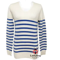 DOUBLE STANDARD CLOTHING ダブルスタンダードクロージング レディース　ウール100％　 ニット セーター 長袖 Vネック ボーダー柄 美品 上品 きれいめ シンプル おしゃれ 秋冬 トップス