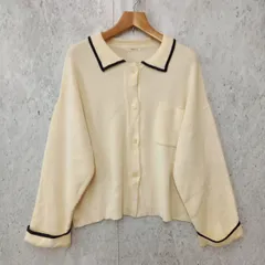 CLASSICAL ELF クラシカルエルフ 襟付き ニット カーディガン バイカラー オーバーサイズ 厚手 オフホワイト XLサイズ ◇〇