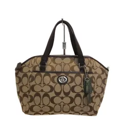 COACH(コーチ) ハンドバッグ美品  パーカー シグネチャー ターンロック ミニサッチェル F31922 カーキ×ダークブラウン レザー