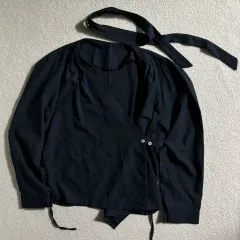 ノーブランド ネイビー タイラブ ブラウス シャツ