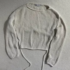 ZARA ザラ アイボリー 編み クロップド 編み目ニット