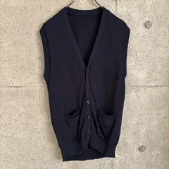 【USED】 古着 【中古】 ネイビー スクール カーディガン ベスト レディース Ｓサイズ 綿100％ Vネック 前開き 無地 シンプル 古着 制服 紺 学校 通学