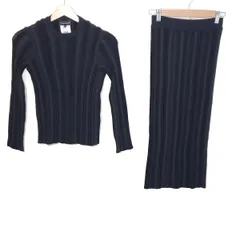 EMPORIOARMANI(エンポリオアルマーニ) スカートセットアップ レディース美品  - 黒 ニット/ストライプ/ラメ