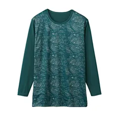 【新品】 [グンゼ] インナーシャツ 防風インナー ロング クルーネック メンズ ブルーグリーン 日本 L (日本サイズL相当)