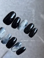 モノトーン マーブル ネイル ネイルチップ｜ロング 冬 1月限定価格 no.10
