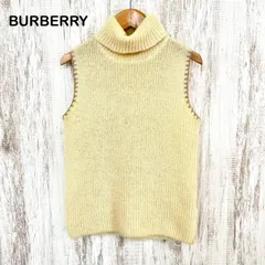 90s BURBERRYS ヴィンテージ バーバリー 柔らか モヘヤ ウール タートルネック ノースリーブ ニット レディース トップス