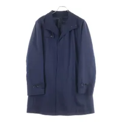 COMME CA ISM (コムサイズム) スタンドカラー ストライプ 4B シングルブレスト コート ネイビー 47-20MI01