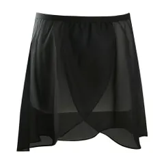 バレエ スカート キッズ ジュニア シフォン ウエストゴム プルオンスカート 巻きスカート 黒 ブラック 子供 透け感 ダンス レッスン かわいい おしゃれ va-013