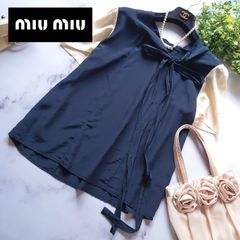 ミュウミュウ✨MIUMIU✨ 袖リボンブラウス 黒 上品 大人可愛い 36 